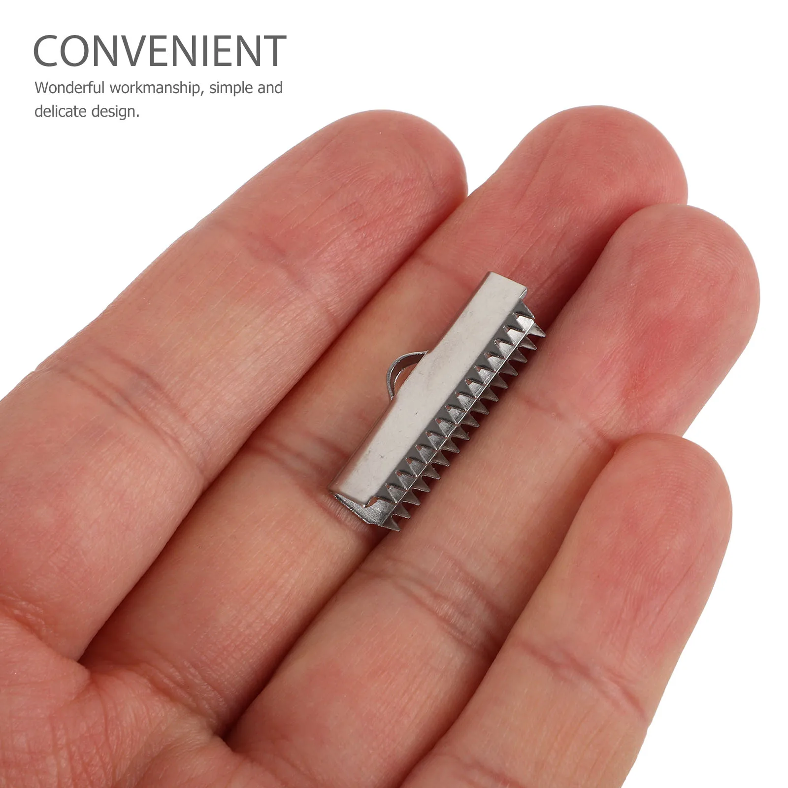 

20pcs Cord Wrapping Fasteners Metal Ribbon Clamps Jewelry Making Findings Durable Stainless Steel Cord Caps Flexible