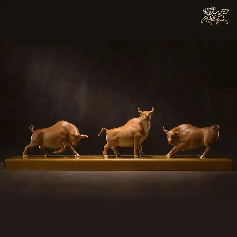 60CM huge 2023  Good omens Stock market Good luck Bulls bronze sculpture Home hall company High grade Decorative ornament statue