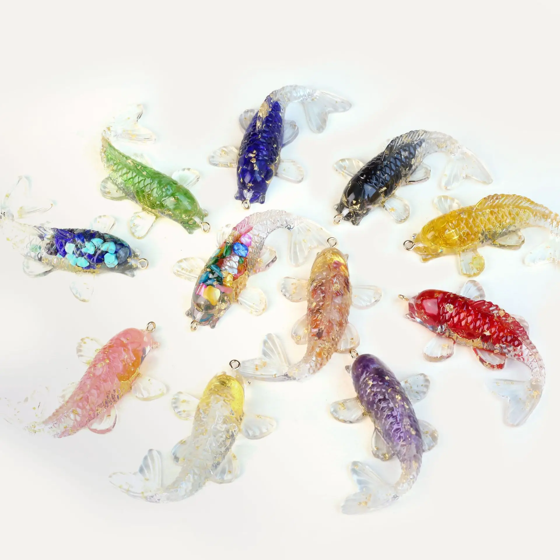 Glossy Crystal Goldfish Resin Figurine Transparent Fish Ornament for Home Desktop Aquarium Garden Micro Landscape Decoration