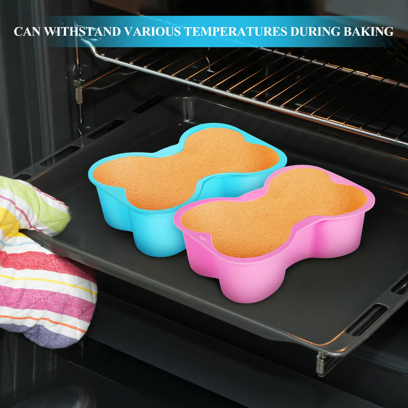 

2 pcs Silicone Cake Molds Bone Shaped Dog Birthday Pan Non-Stick Baking Mold For Dog Treats Cupcake Liners Baking Tools Kitchen