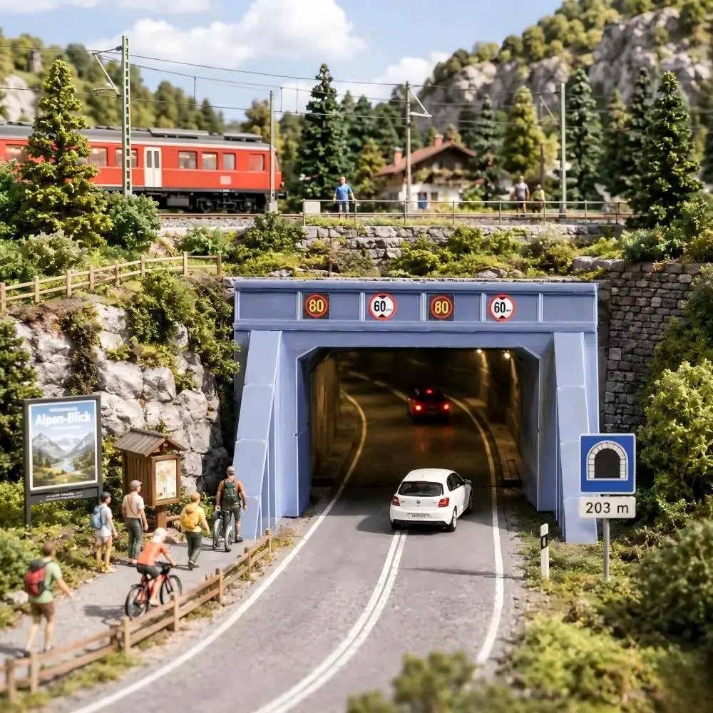 1: 87 Tunnel Entrance Miniature Model Reinforced Version Tunnel Entrance Model Can Be Manually Colored with Stickers