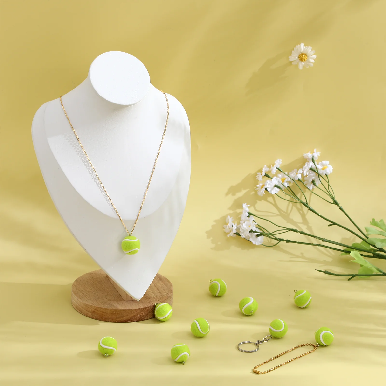 

10Pcs Mini Tennis Ball Charms 3D Sports Pendants for DIY Jewelry Making Keychain Bracelet Necklace Craft Accessories 2cm