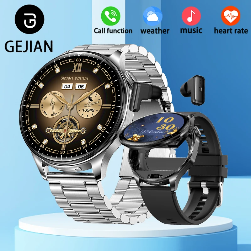 

GEJIAN Новые мужские часы с Bluetooth 5.0 и вызовом, 1,43-дюймовый AMOLED HD-экран, разрешение 466*466, мониторинг сердечного ритма, новые мужские часы