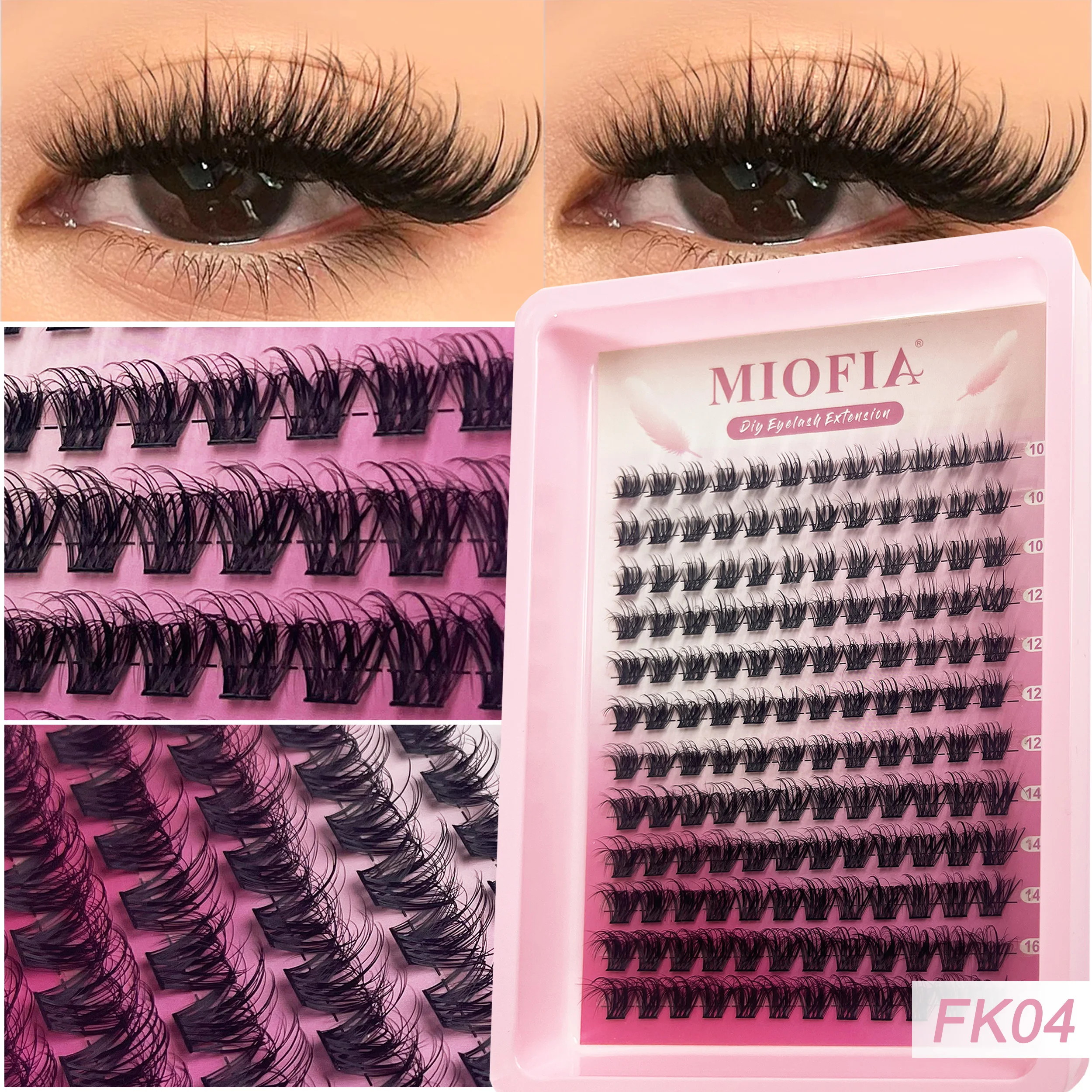 144 Clusters Mink Eyelashes 8-16mm Mixed Tray Fluffy Thick Individual Lashes Clusters Soft Natural Eyelash Extension Makeup