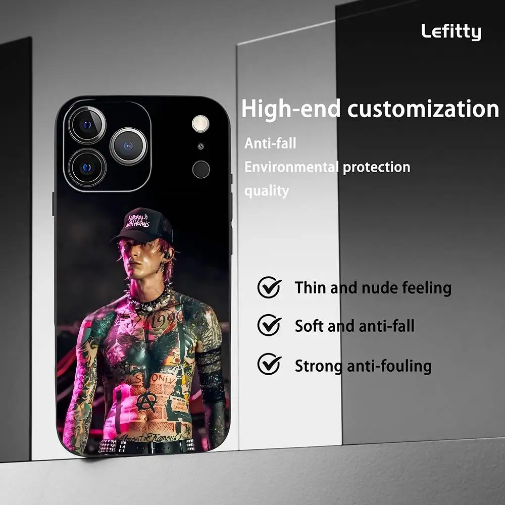 MGK m-machine pistolet k-kelly coque de téléphone pour iPhone 17 16 15 14 13 12 11 Pro Xs Max Mini XR X Plus coque souple givrée noire Funda