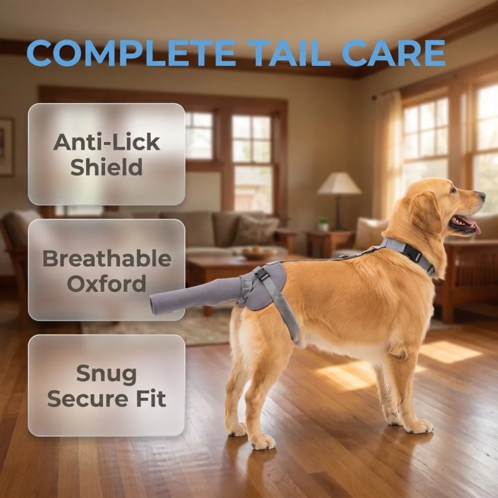 Adjustable Dog Tail Protector Prevents Licking Wounds Breathable Dog Tail Cover Easy To Wear Comfortable Pet Tail End Bag Home