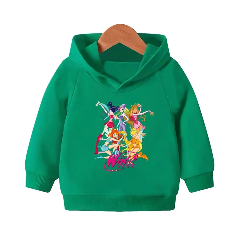 The Winx Butterfly Fairy Cartoon Kids Hooded Hoodies Cute Girls Clothes Children Sweatshirts Autumn Baby Pullover Tops,KMT5425