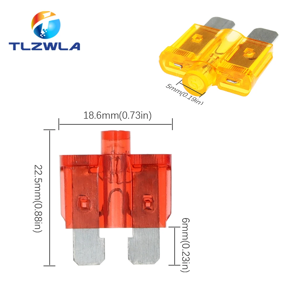 10PCS 5A 10A 15-40A Medium Size Auto Fuse Inserts Car Insurance Tablets Medium Fuse With Lamp Car Inserts Fuse With Box And Clip