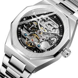 Hot selling 2024 new men's fully automatic mechanical watch with luminous three eye six pin weekly steel strip mechanical watch