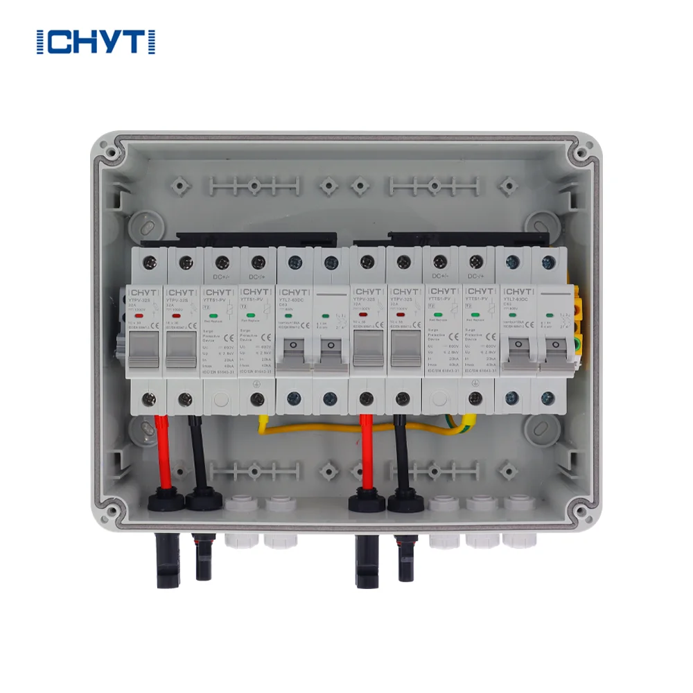 New CHYT HT15way Waterproof Outdoor Surface Mounted 2-in-2-out 600V IP65 Solar PV Surge Lightning Protection DC Combiner Box