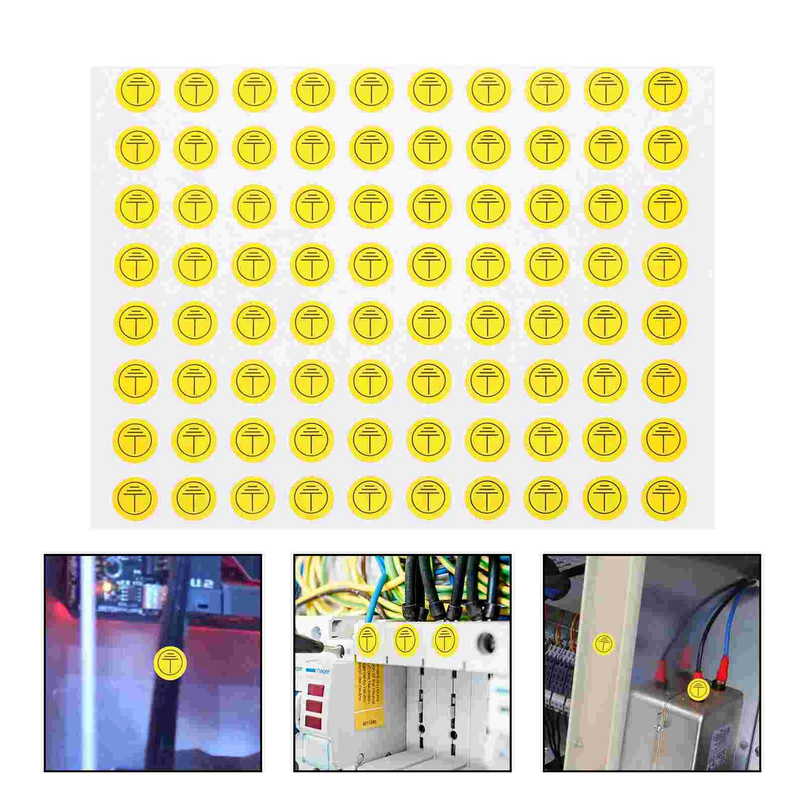 

800 Pcs Grounding Sign Earth Symbol Stickers Mechanic Signs Electrical Panel Labels Fire Extinguisher Warning Thumb