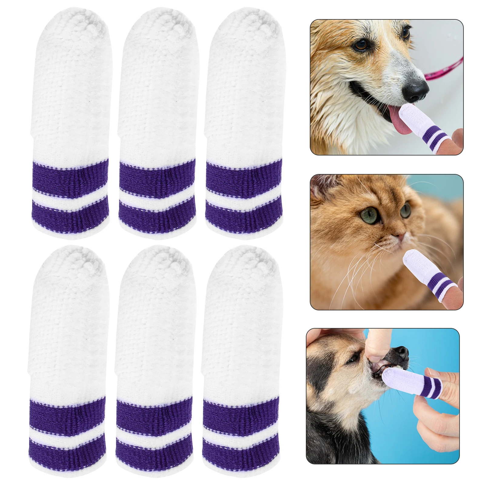 

6Pcs Pet Cleaning Finger Wipes For Cats And Dogs Dental Care Tools Fresh Breath