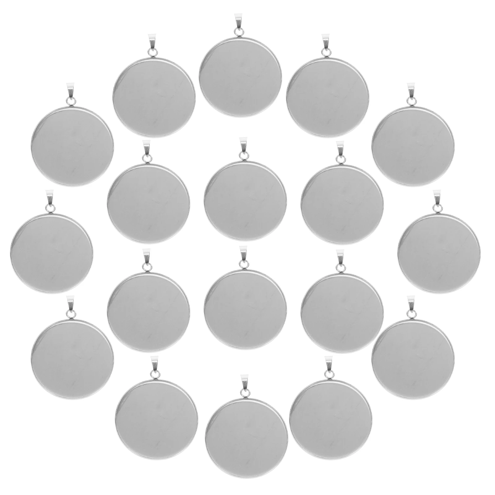 

20Pcs Stainless Steel Pendant Trays Round Durable Jewelry Base Kit 30mm Silver Covers for DIY Necklace Bracelet Earrings Crafts