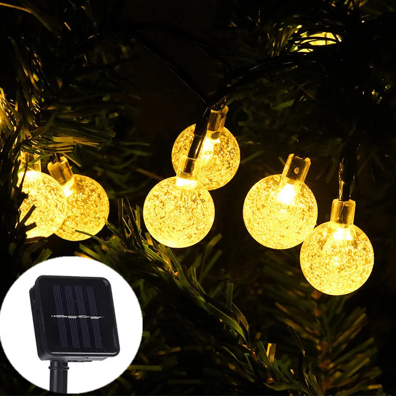 

8 Lighting Modes Outdoor Camping Solar Crystal Globe Bee String Lights Fairy Christmas Wedding Garland Garden Party Decoration