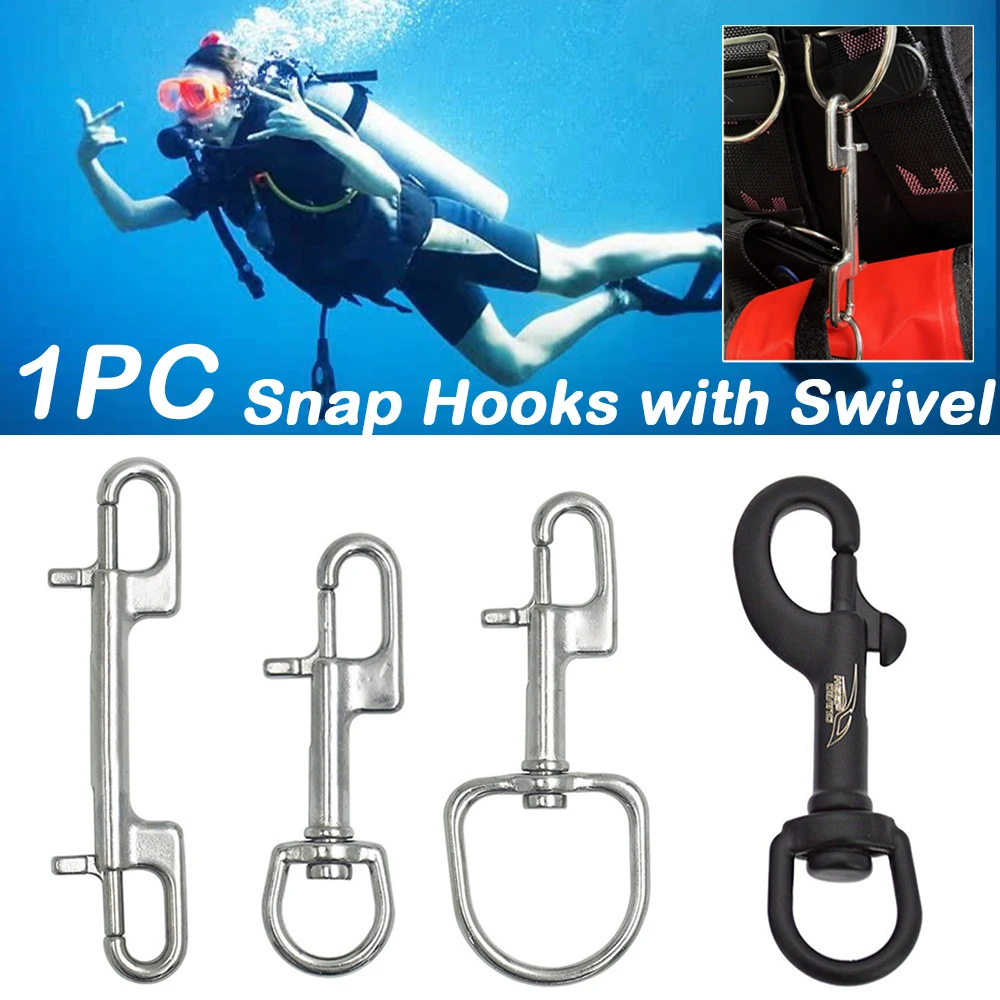 Quickdraw ตะขอดําน้ําสแตนเลสเดี่ยว/คู่ตะขอหมุน Scuba Camping ดําน้ําสัตว์เลี้ยง Haulage String Hook อุปกรณ์สระว่ายน้ํา