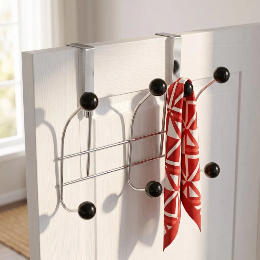 Space-Saving Door Rear Hook Multifunctional No Drill Wall-Mounted Hook Easy Installation Portable Coat Rack Living Room