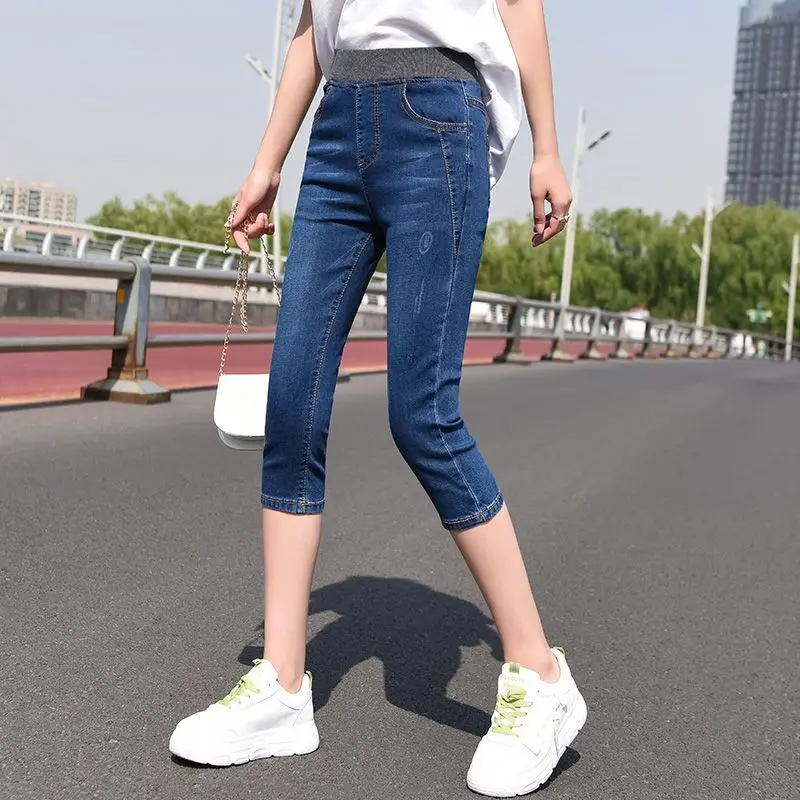 

High Waist Denim Shorts Women 2026 Spring Summer Stretch Slim Fit Skinny Pants