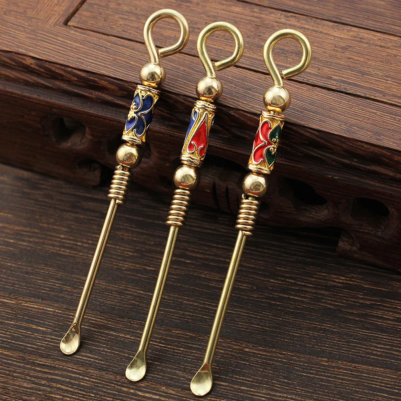 Handmade Brass Ear Pick Ear Curette Cleaner Earwax Removal Cleaning Tools Ear Spoon Portable Ear Cleaner Keychain Pendant