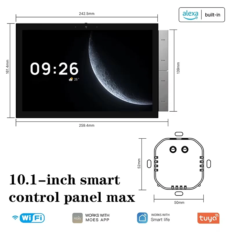 Tuya Smart Home Control Panel Max 10.1-inch Touch Screen Bluetooth Zigbee Gateway Built-in Building Intercom Compatible