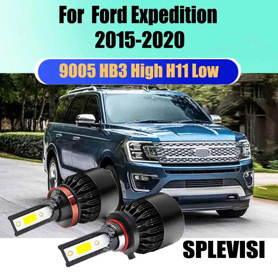 

LED 60W White Headlight Hi Low Beam Lamps - Professional-Grade Standard For Ford Expedition 2015 2016 2017 2018 2019 2020