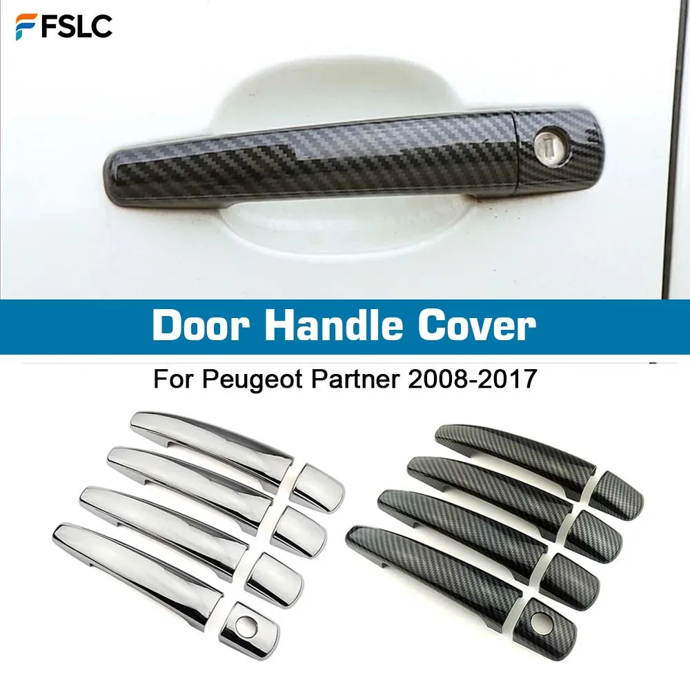

⭐ Оригинальный ⭐ Накладки на дверные ручки для Peugeot Partner 2008-2017, карбон, хром, серебро, аксессуары для авто