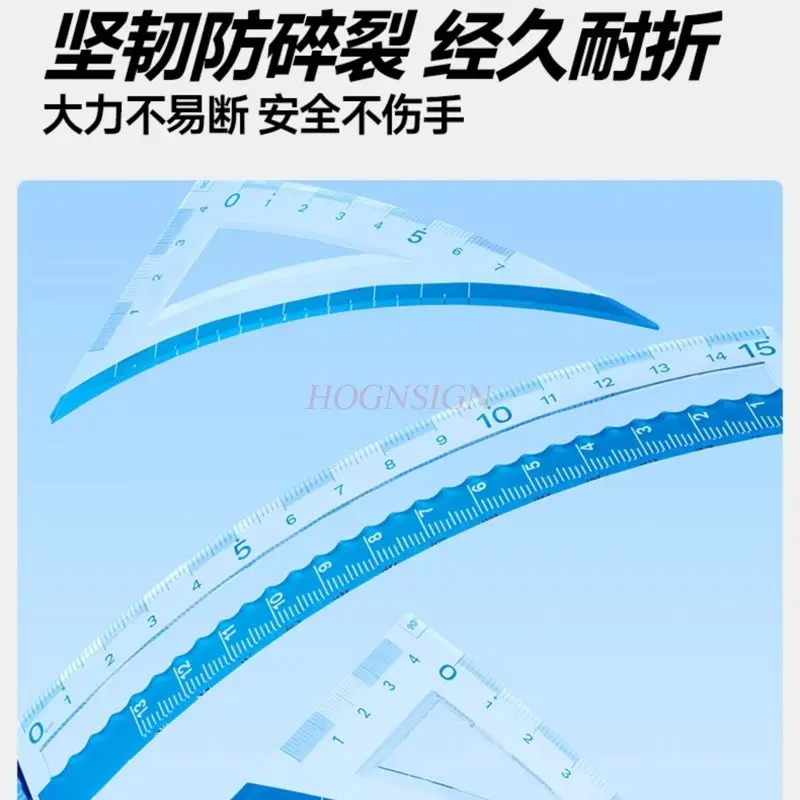 4pcs/set Wear resistant soft ruler set, multifunctional handwritten report template, straight ruler, triangle ruler, triangle