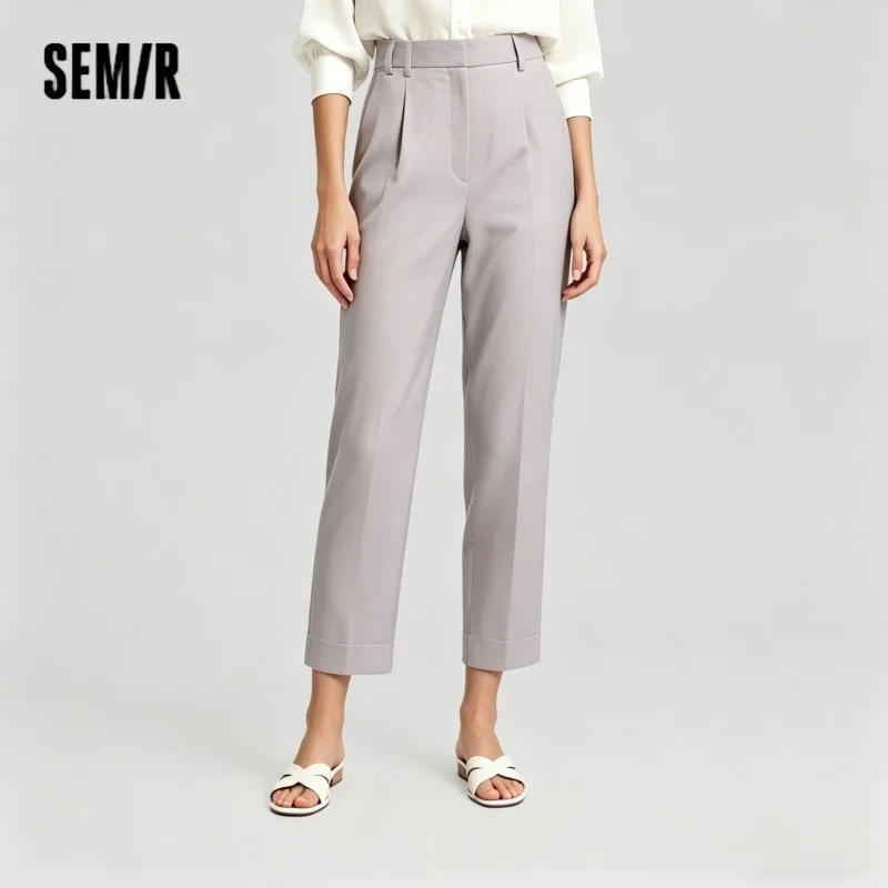 Semir pantalon à jambes larges décontracté printemps dentelle couture centrale texturé drapé ample élégant crème Style pantalon femmes 2026