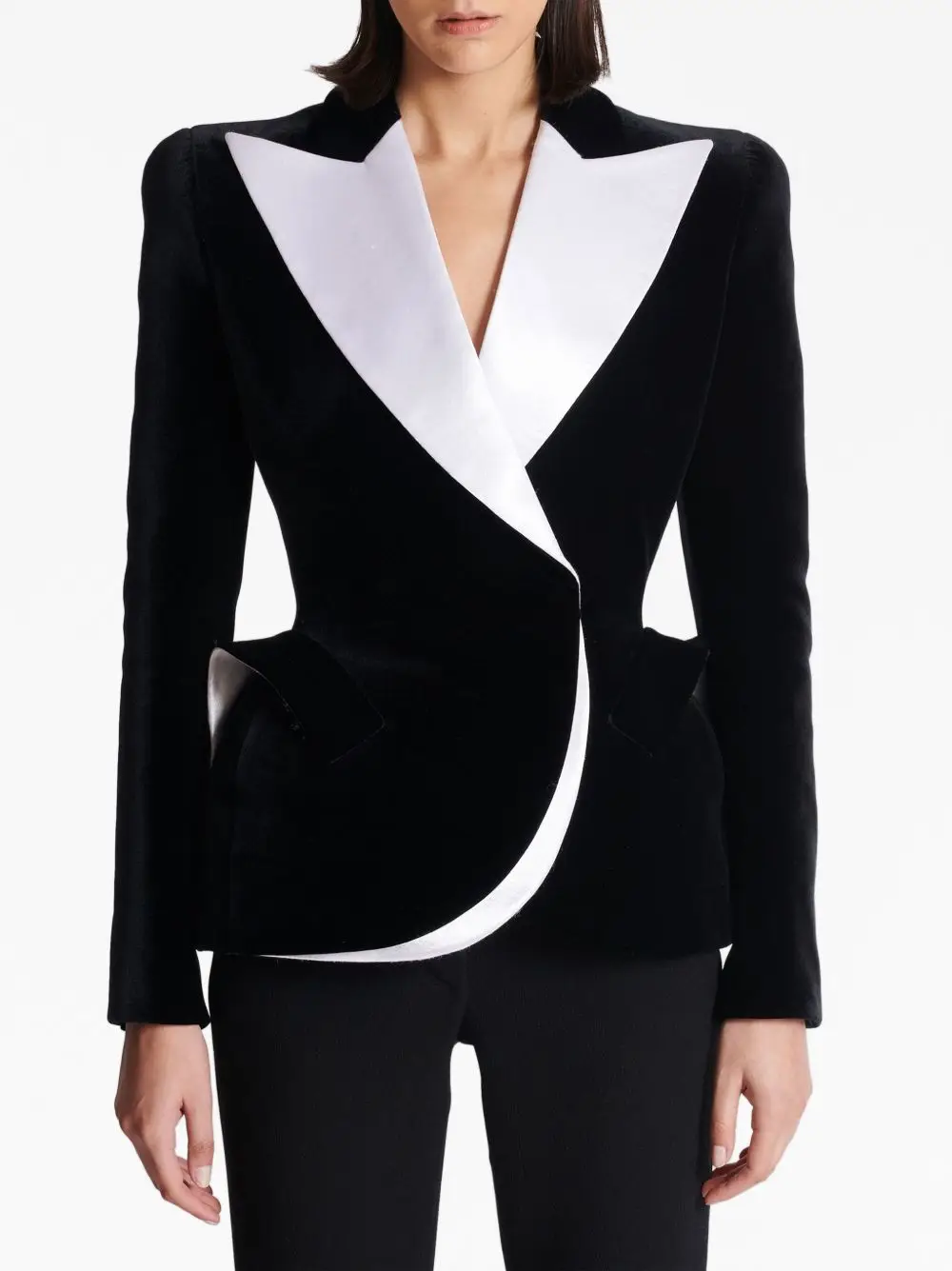 Trajes de pantalones negros para mujer, 2 piezas, chaqueta ajustada con solapa en pico, chaqueta personalizada para fiesta de graduación y cumpleaños