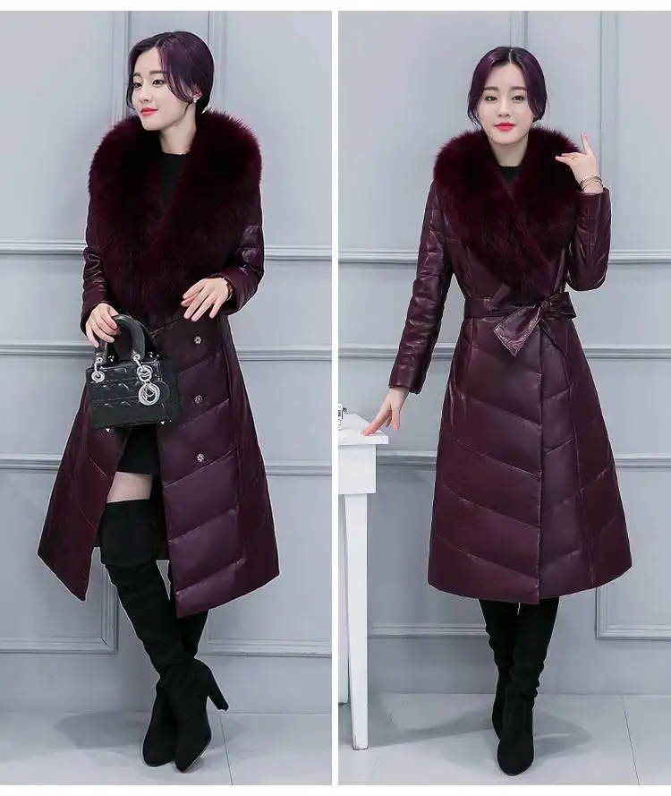 2024 Autumn/Winter New Women\'s Leather Jacket PU Fake Fur Slim Fit Warm Oversize Fake Fur Parkas