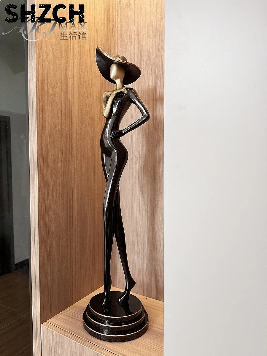 80cm Modern Art Girl Statue Luxury Living Room Entrance Foyer Decoration Ornament Gift