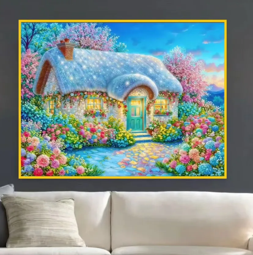 

9CT 100X75CM садовая кабина рукоделие, сделай сам гостиная печатная вышивка крестиком, набор для вышивания полная хлопковая нить