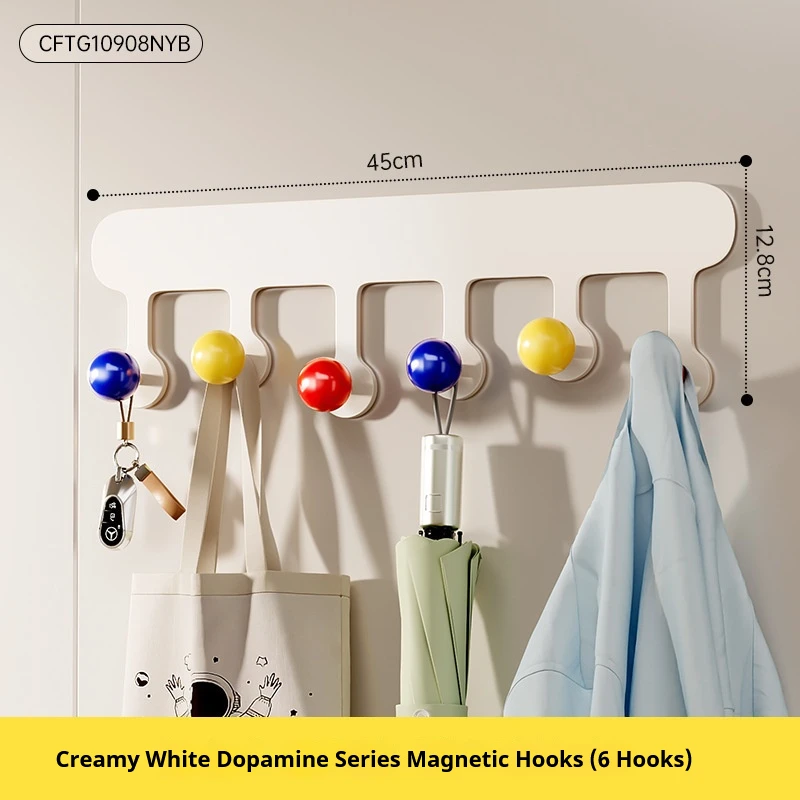 Dopamine Magnetic Hook, No Drilling, Strong Load-Bearing. Use on Entry Door, Clothes Hanger, Fridge. Traceless Adhesive