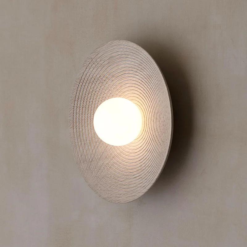 Japanese Retro Restaurant Background Wall Lamp, Homestay Zen Tea Room Circular Bedside Eye Protection Wall Lamp