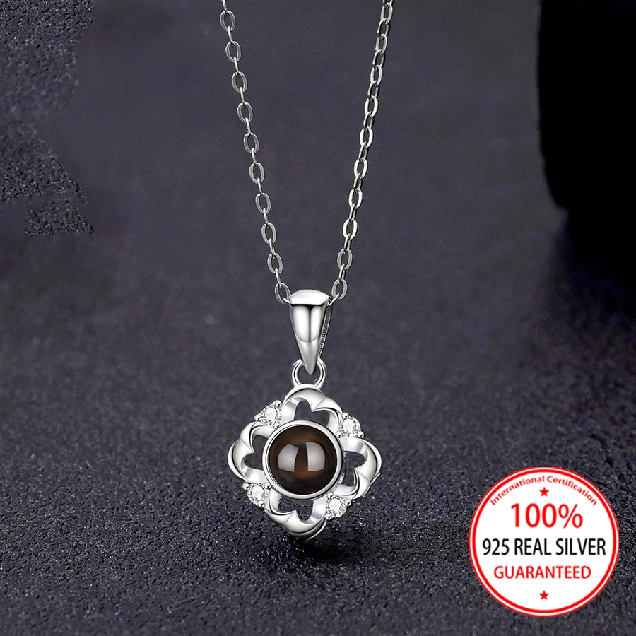 925 فضة مخصص اللون صور الإسقاط هندسية قلادة قلادة رائعة عيد الحب المرأة هدية عيد ميلاد جديد