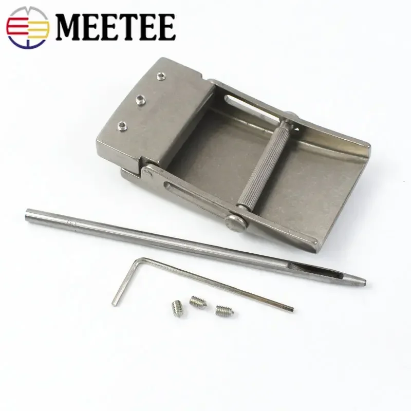 Meetee 1pc 35/38mm Pure Titanium Belt Buckles Anti-allergy Toothless Roller Automatic Buckle Belts Head Clasp DIY Leather Craft