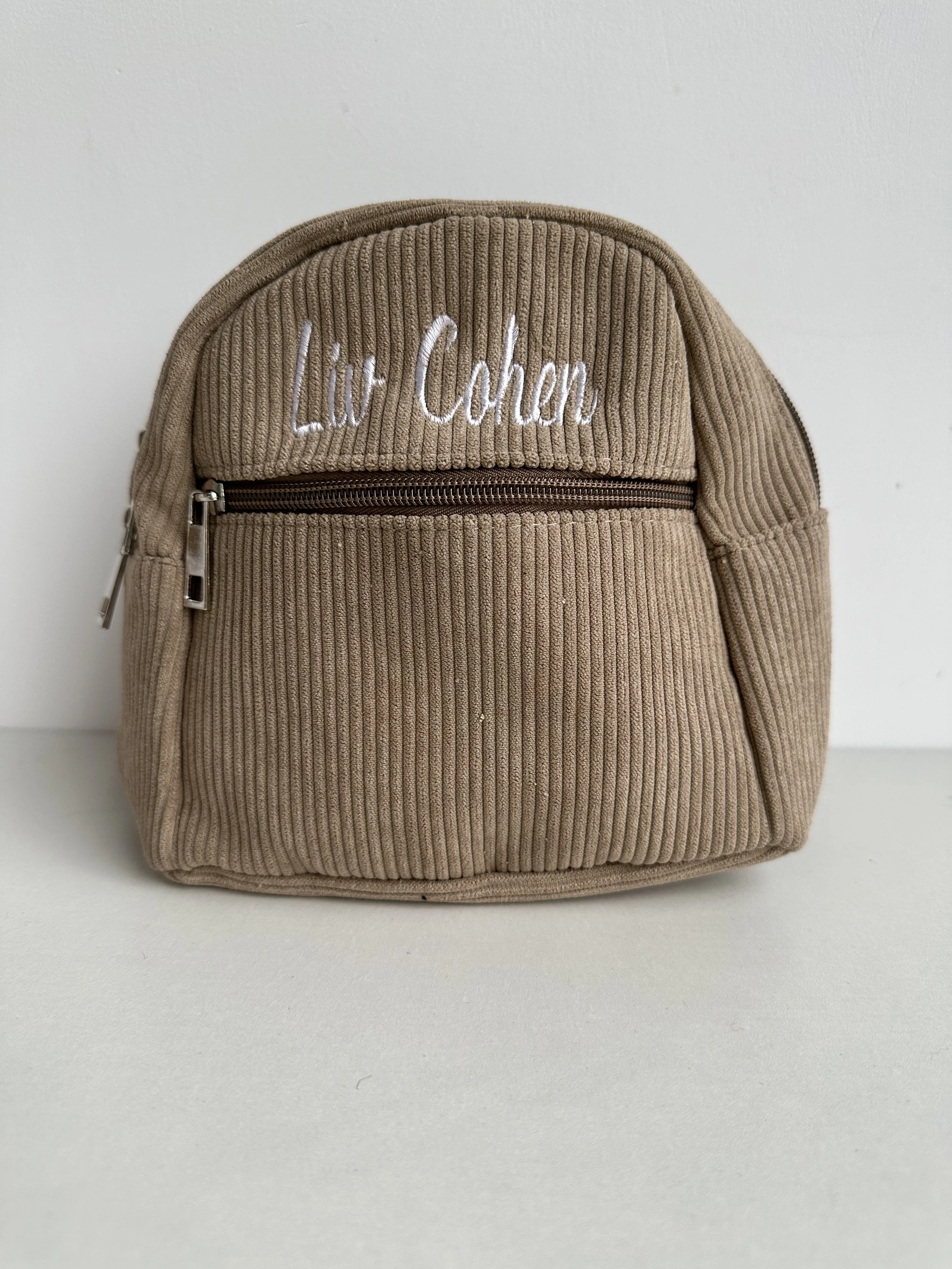 Mochila de veludo cotelê personalizada para mulheres, bolsa pequena, simples e versátil, elegante, cor sólida