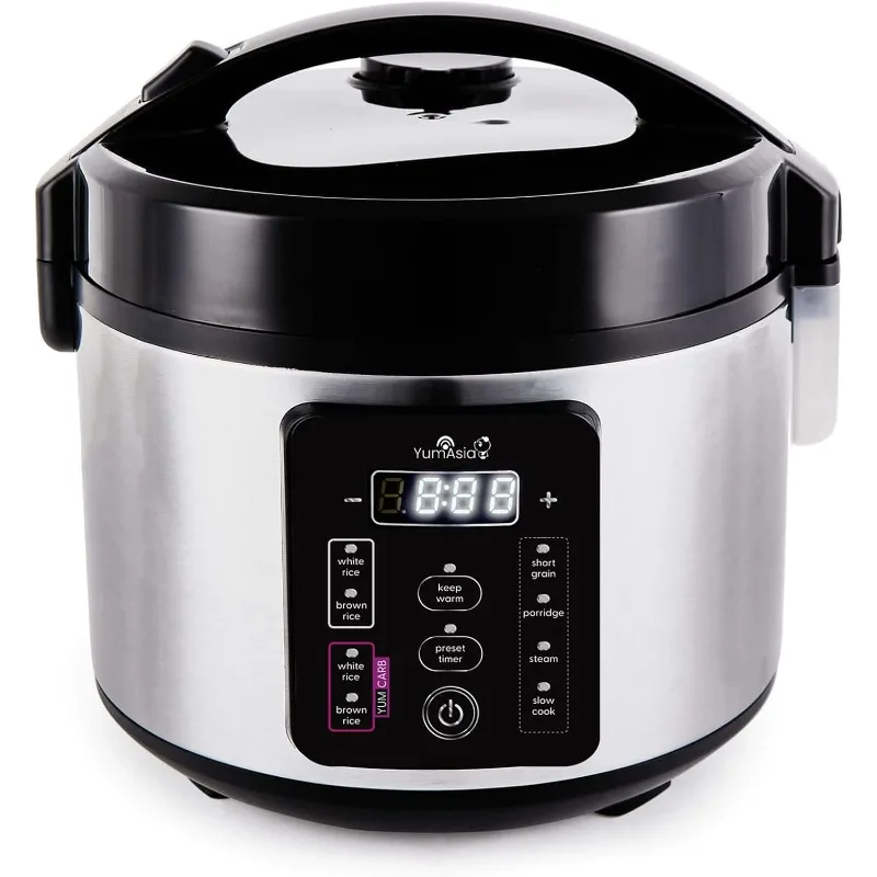 

Yum Asia Kumo YumCarb Rice Cooker with Ceramic Bowl and Advanced Fuzzy Logic, (5.5 Cups, 1 Litre), 5 Rice Cooking Functions,