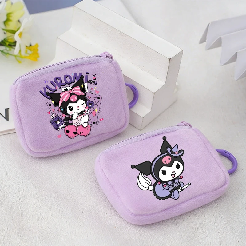 

Cute Kuromi Kids Girl's Plushd Coin Purse Sanrio Anime Y2K Kawaii Portable Wallets Woman Key Bank Card Mini Bags Party Game Gift
