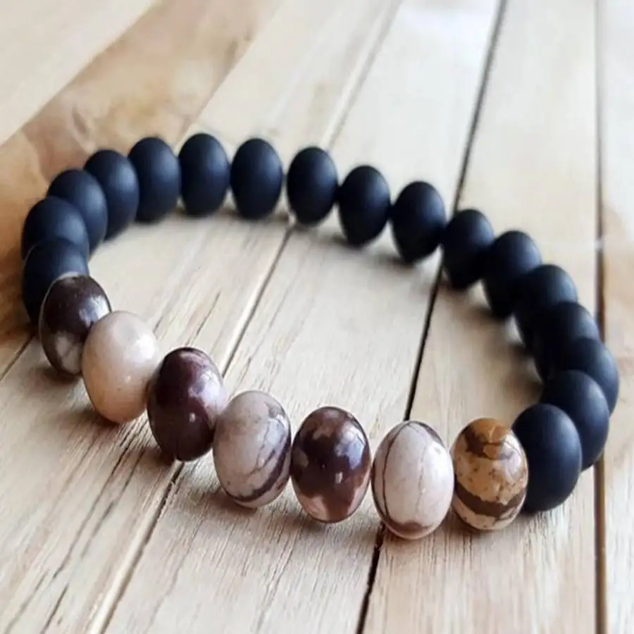 

Handmade natural stone bead bracelet,men's cuff button bracelet,Ramadan prayer bead,women's meditation,holiday gift,daily wear