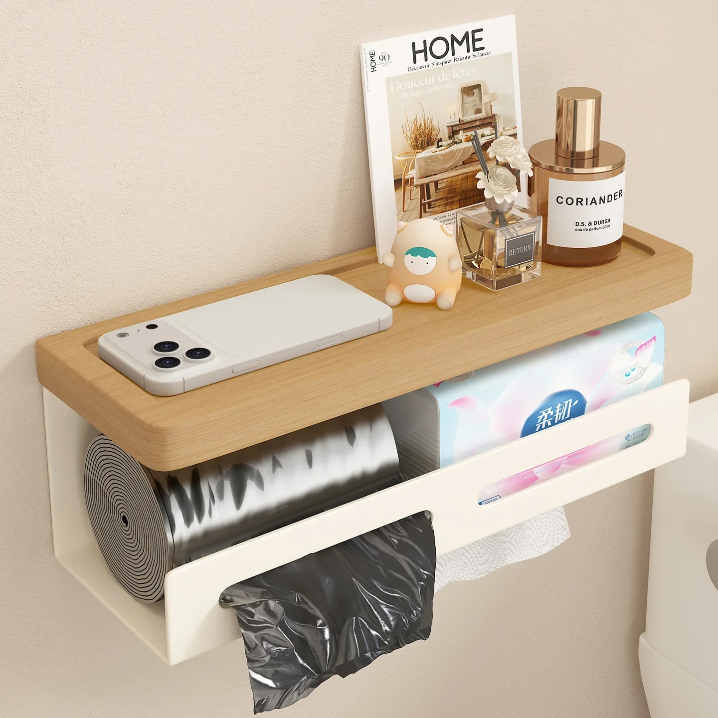 DSA tissue storage box No punching toilet wall hanging wet tissue toilet light luxury toilet paper rack next to