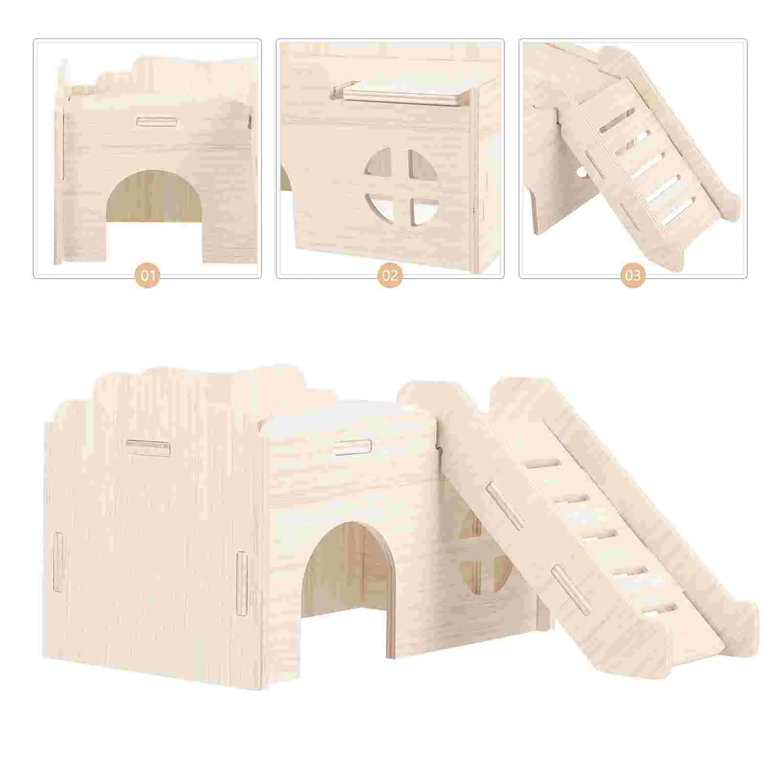 Wooden Hamster Bed Rabbit Sleeping Hut Bunny Hideaway Squirrel Houses Guinea Castle Playground Accessories