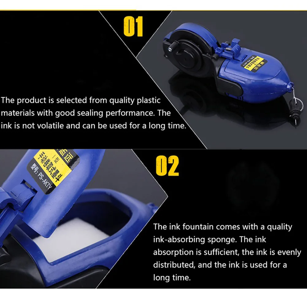 Marker Scriber Ink Fountain Manual Ink Marker Scriber Woodworking Tool Hand Tool 1pc 30M Chalk Lines Practical