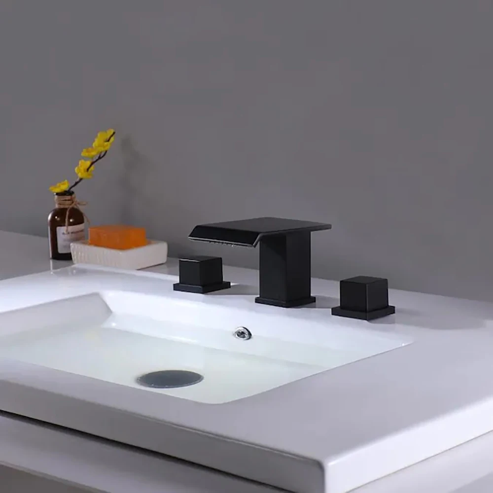 Waterfall Widespread Bathroom Sink Faucet,for 3 Hole 8 Inch Two Handles Bathroom Faucet