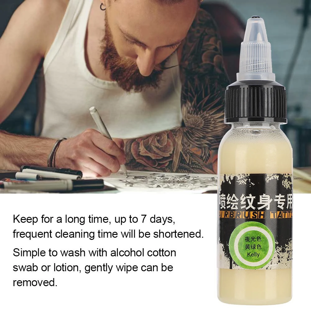 30Ml Wegwerp Tijdelijke Fluorescerende Tattoo Inkt Professionele Lichaamskleurige Tekening Airbrushtattoo Pigment Kunstenaar Levert Tools