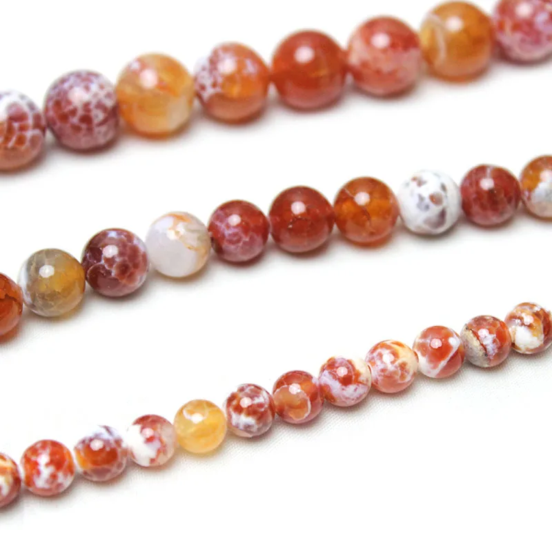 Natural Red Fire Agates Onyx Stone Round Loose Spacer Beads For Jewelry Making Diy Necklace Bracelet 15\