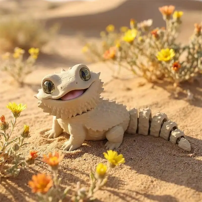 3D Printed Cute Bearded Dragon Desk Ornament 1Pcs Creative Reptile Lover Gift for Home Office Table Decor