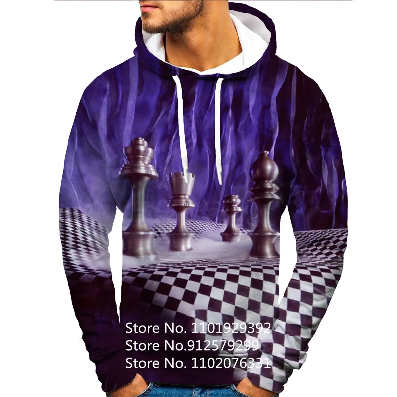 Sudadera con capucha con estampado 3D personalizado para hombre, chaqueta ligera informal, moda urbana internacional de ajedrez, primavera y otoño