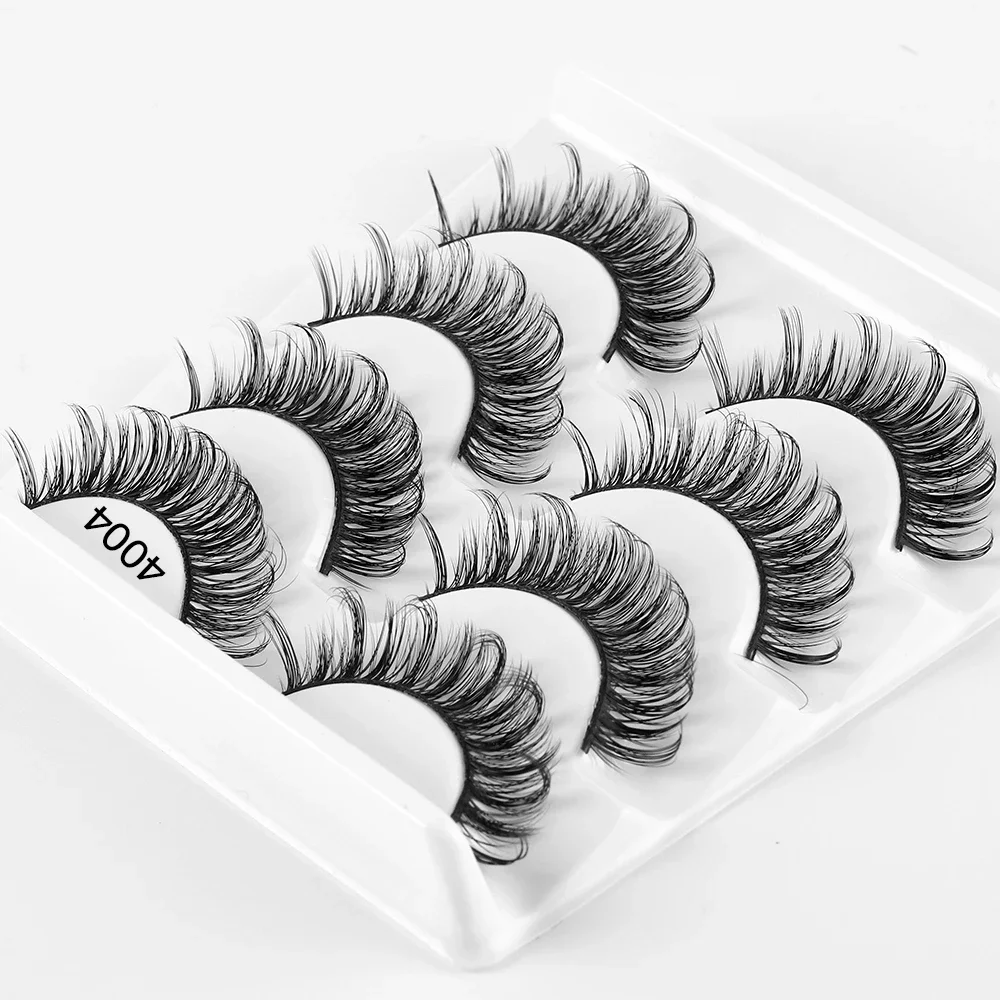 Russian Strip Lashes 4 paia 3D ciglia finte ciglia di visone soffici ciglia russe D Curl ciglia finte trucco ciglia