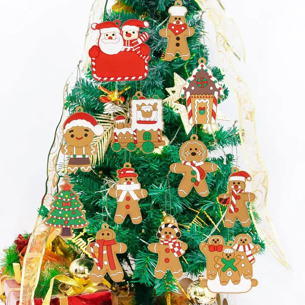 Holiday Spirit Decorations Christmas Themed Gingerbread Man Ornaments for Xmas Tree Party Decor Set of 12 Hanging for Holiday