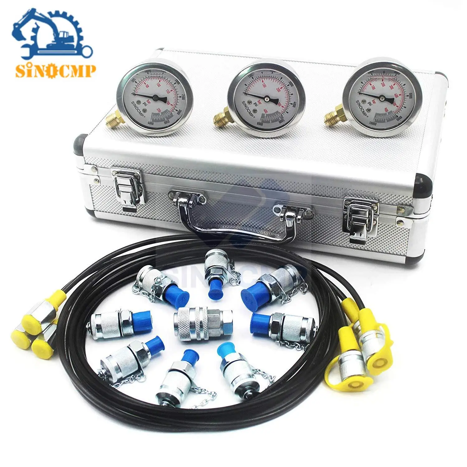 

1Set Common Hydraulic Pressure Gauge Kit For CAT Komatsu Excavator Pressure Test Kit Excavator Professional Tools